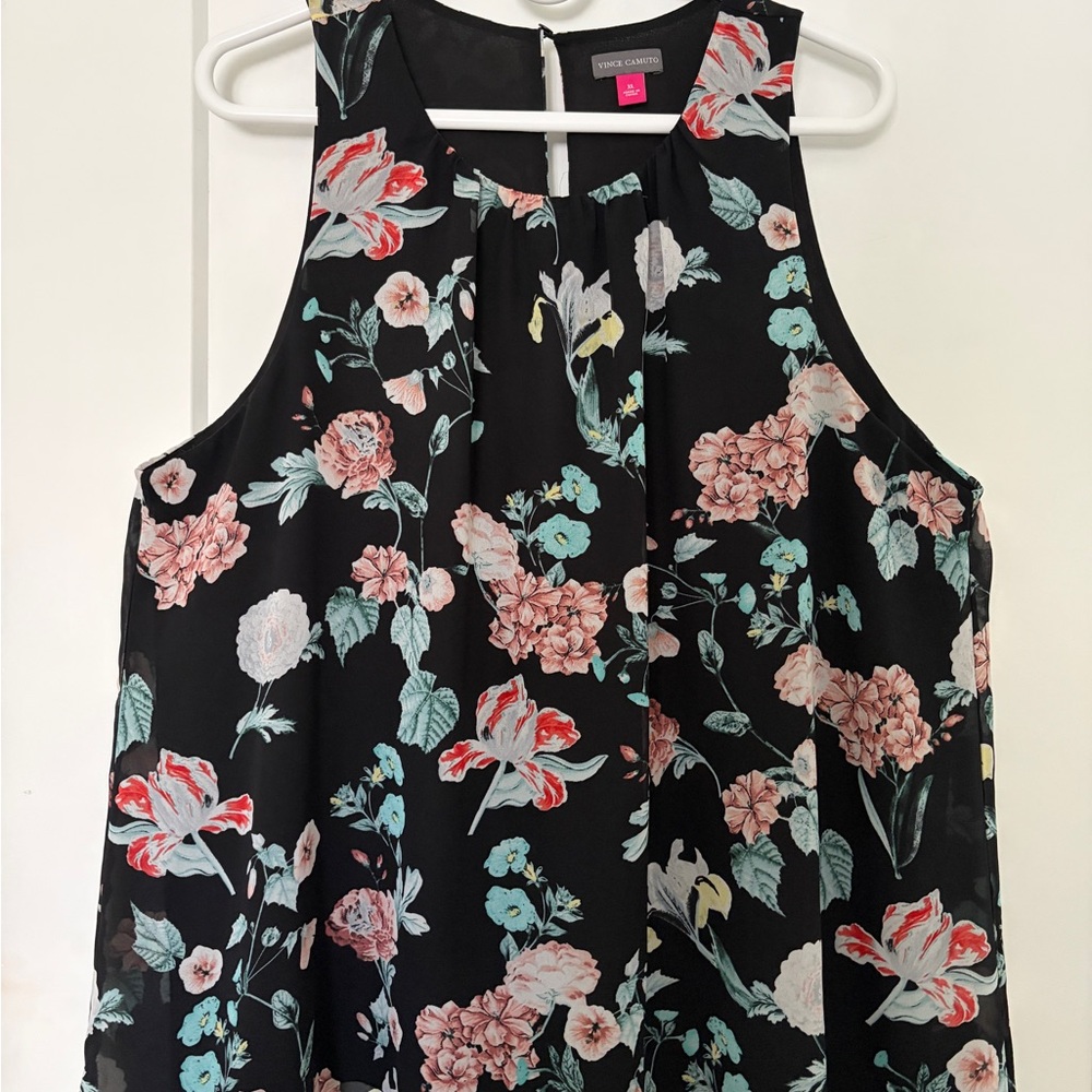 Vince Camuto Black Multicolor Floral Blouse